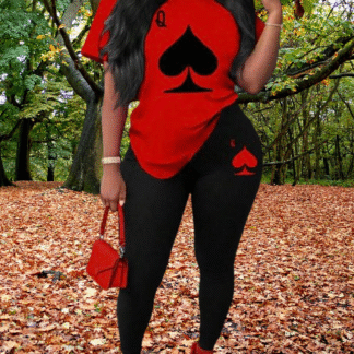 Women Two Piece Q Queen Leggings and Tee Set