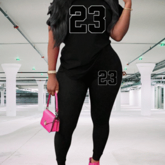 Women Two Piece 23 Print Leggings and Tee Set