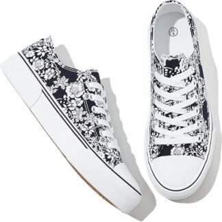 Canvas Tennis Shoes for Women Low Top Casual Sneakers for Women Lace Up Comfortable Walking Shoes