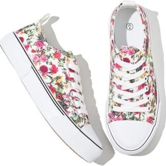 Canvas Tennis Shoes for Women Low Top Casual Sneakers for Women Lace Up Fashion Comfortable Walking Shoes
